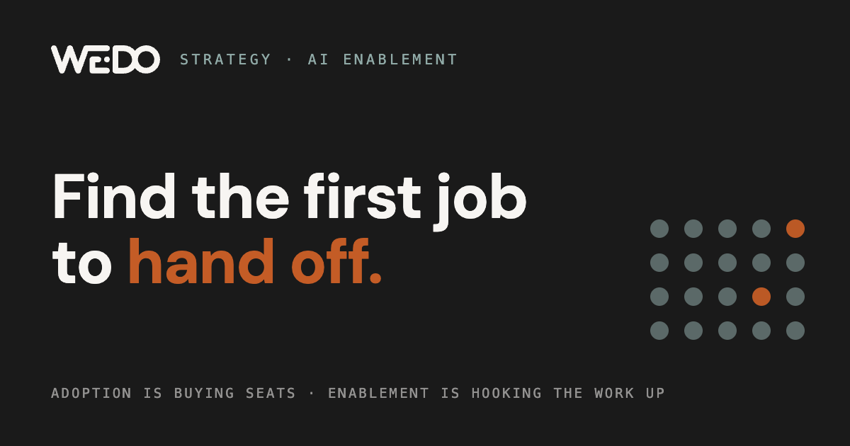 Find the First Job to Hand Off: AI Enablement Without the Transformation
