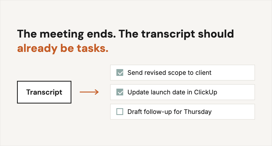 The meeting ends. The transcript should already be tasks.