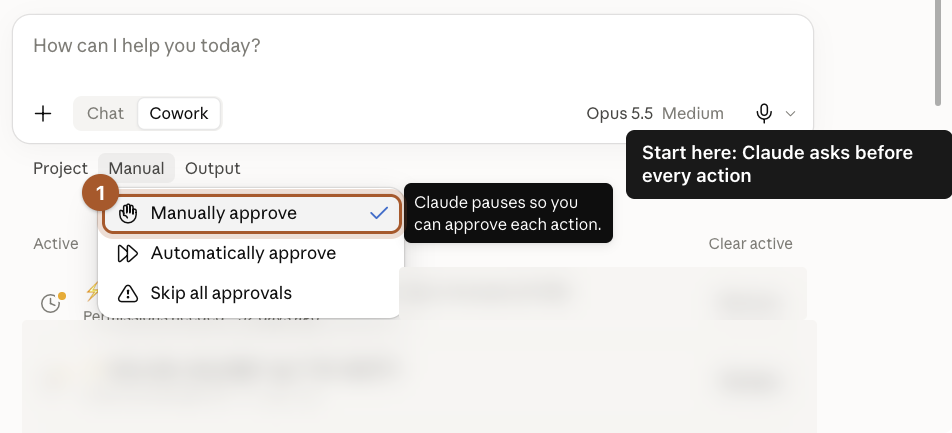 The approval menu with Manually approve marked.