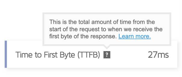 website audit - TTFB (time to first byte)